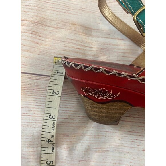 L'Artiste Women's Red Leather Wearable Art Sandals - 40 - Picture 12 of 14